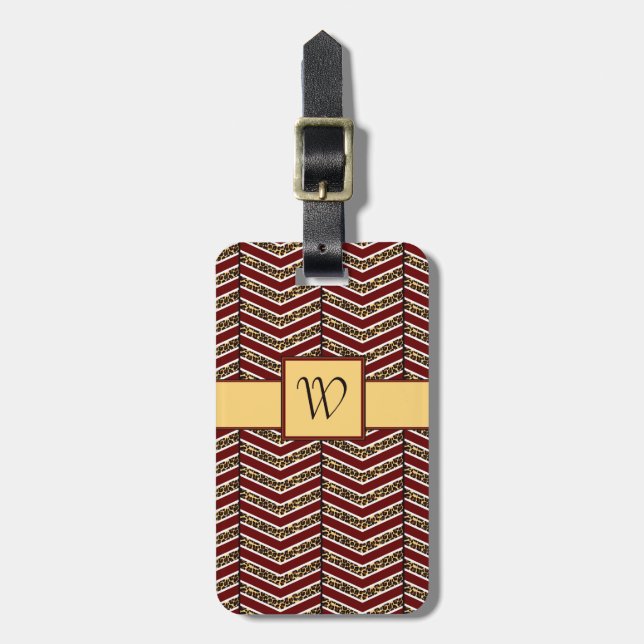 Leopard Print Zickzack Luggage Tag Gepäckanhänger (Vorderseite vertikal)