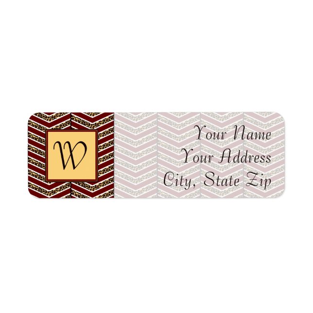 Leopard Print Zickzack Return Address Label (Vorne)