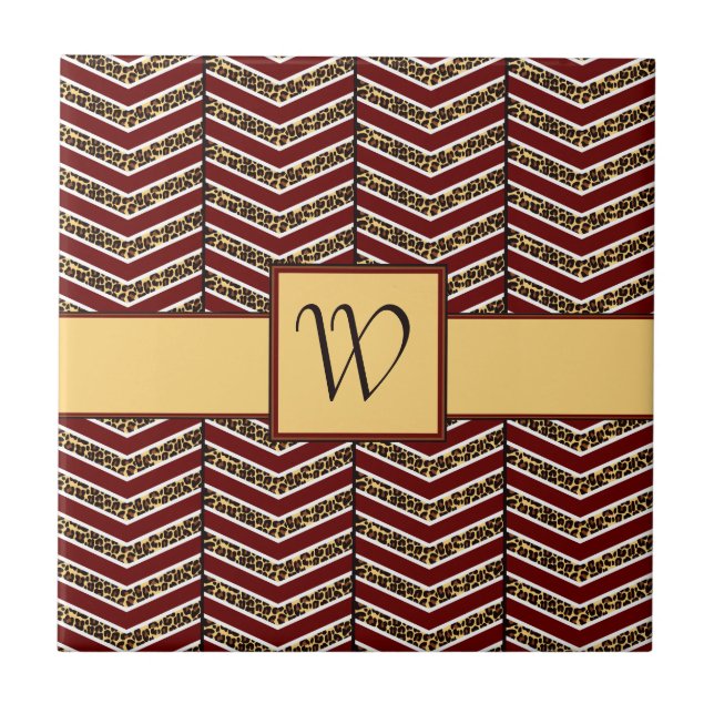 Leopard Print Zickzack Tile Fliese (Vorderseite)