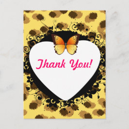 Leopard Printed Heard and Butterfly Postkarte