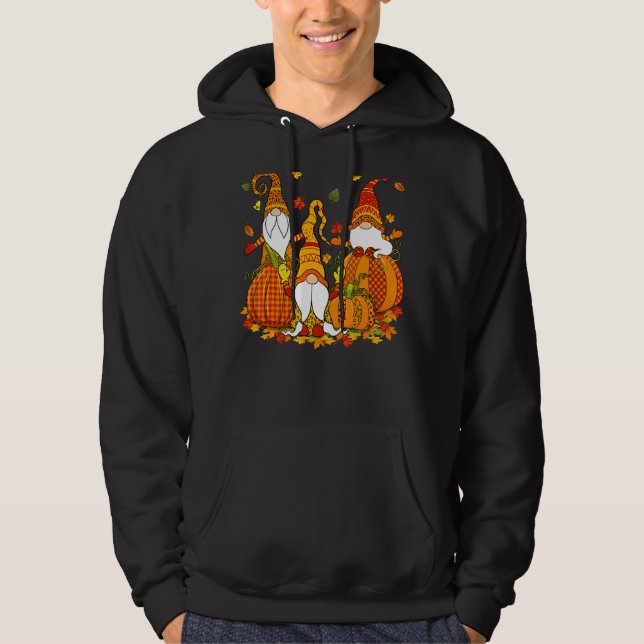 Leopard Pumpkin drucken Karierte Gnome Herbst als  Hoodie (Vorderseite)