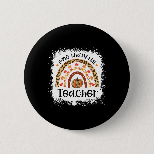 Leopard Pumpkin Fall Regenbogen Ein dankbarer Lehr Button (Vorderseite)