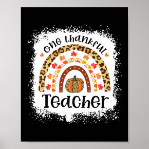 Leopard Pumpkin Fall Regenbogen Ein dankbarer Lehr Poster