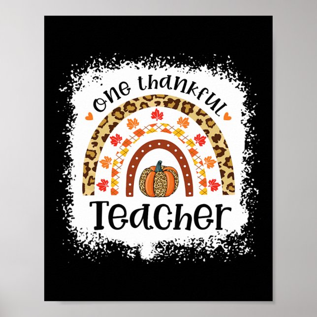 Leopard Pumpkin Fall Regenbogen Ein dankbarer Lehr Poster (Vorne)