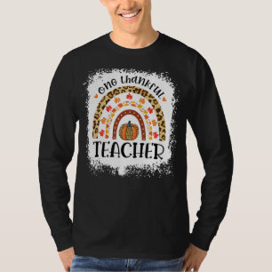 Leopard Pumpkin Fall Regenbogen Ein dankbarer Lehr T-Shirt