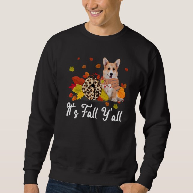 Leopard Pumpkin Falling It's Fall Y'all Yellow Cor Sweatshirt (Vorderseite)
