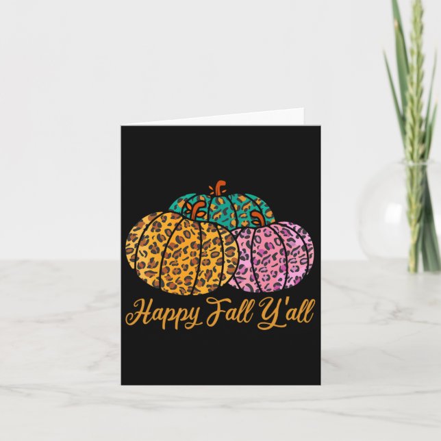 Leopard Pumpkin glücklich Fall Yall Herbst Pumpkin Karte (Vorderseite)