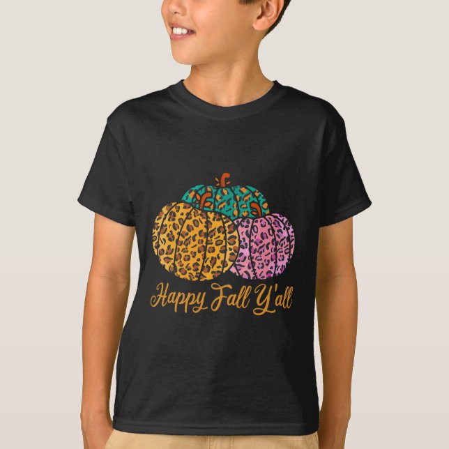 Leopard Pumpkin glücklich Fall Yall Herbst Pumpkin T-Shirt (Vorderseite)