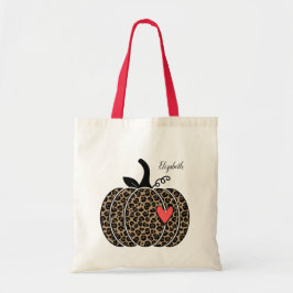Leopard Pumpkin Herbst mit Herz Tragetasche