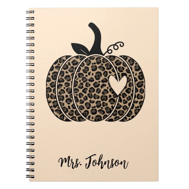 Leopard Pumpkin Personalisiert Teacher Notebook Notizblock (Vorderseite)