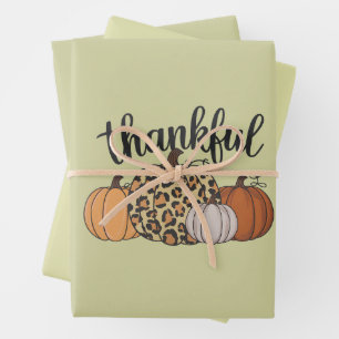 Leopard Pumpkin Season Erntedank Halloween Fall Geschenkpapier Set