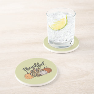 Leopard Pumpkin Season Erntedank Halloween Fall Getränkeuntersetzer