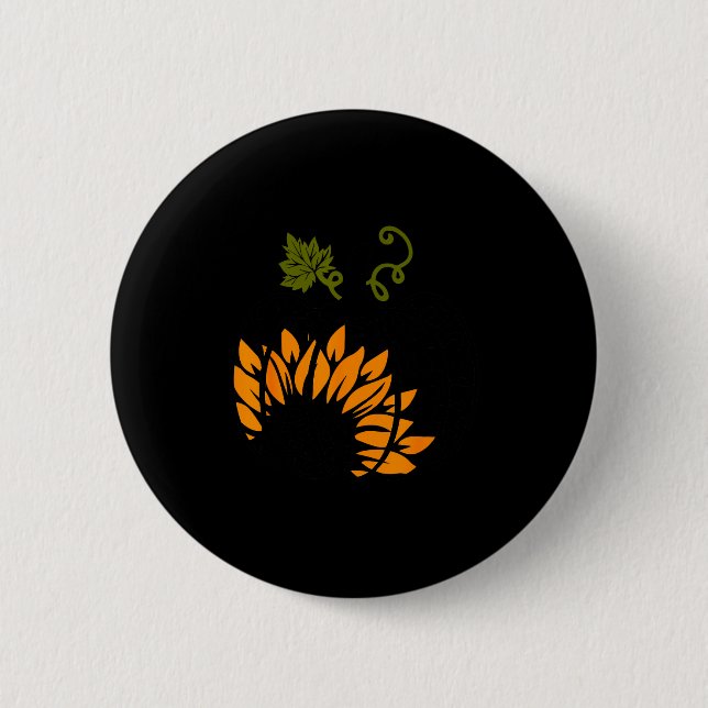 Leopard Pumpkin Sunflower Fall Autumn Halloween Th Button (Vorderseite)