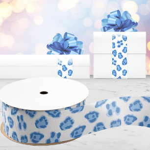 Leopard-Punkt in Blauem Porzellan Ripsband