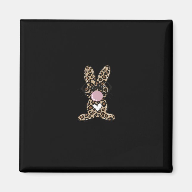 Leopard Rabbit Bunny Blows Gum Ostertag Magnet (Vorne)