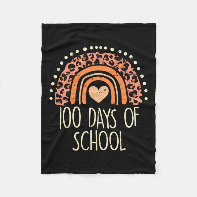 Leopard Rainbow 100 Days School Niedlich 100th Day Fleecedecke (Vorderseite)