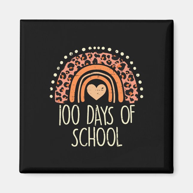 Leopard Rainbow 100 Days School Niedlich 100th Day Magnet (Vorne)