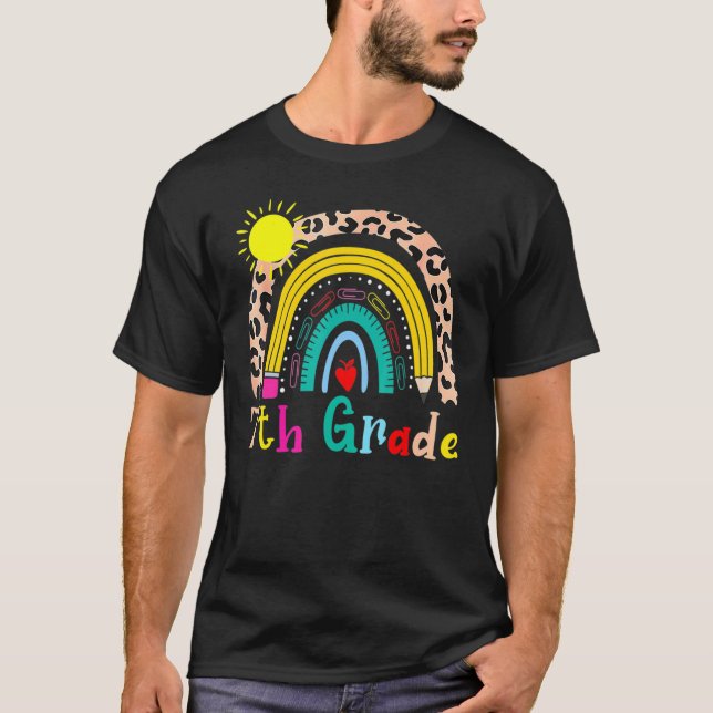 Leopard Rainbow 7. Klasse Te T-Shirt (Vorderseite)