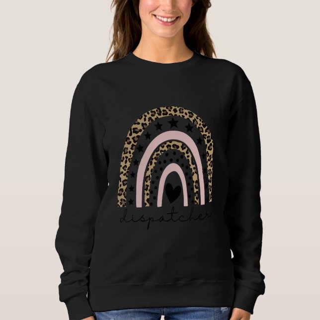 Leopard Rainbow 911 Dispatcher Wertschätzung Sweatshirt (Vorderseite)