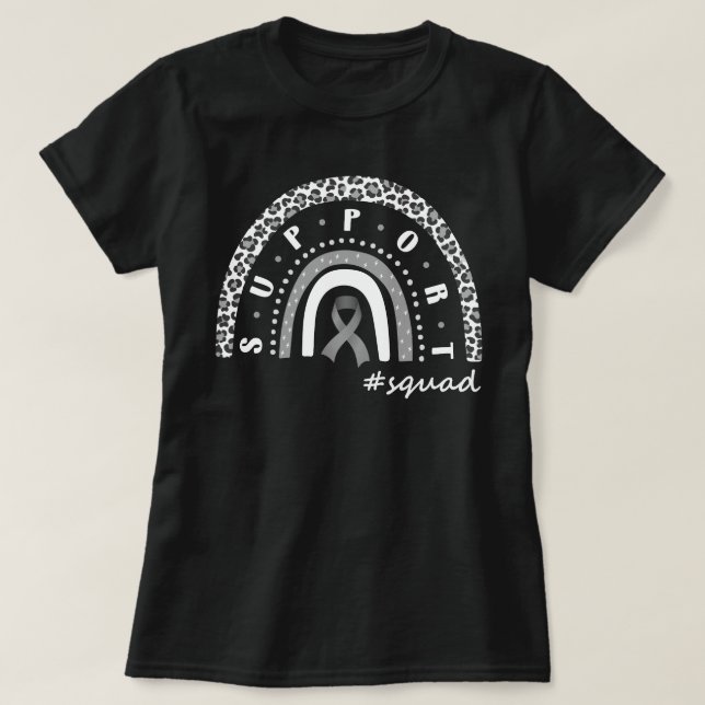 Leopard Rainbow Brain Cancer Support Squad T-Shirt (Design vorne)