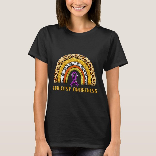 Leopard Rainbow Epilepsy Warrior Epilepsy Awarenes T-Shirt (Vorderseite)