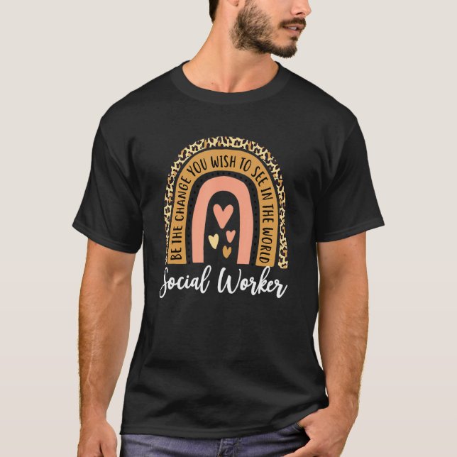 Leopard Rainbow Funny Work Liebe T-Shirt (Vorderseite)
