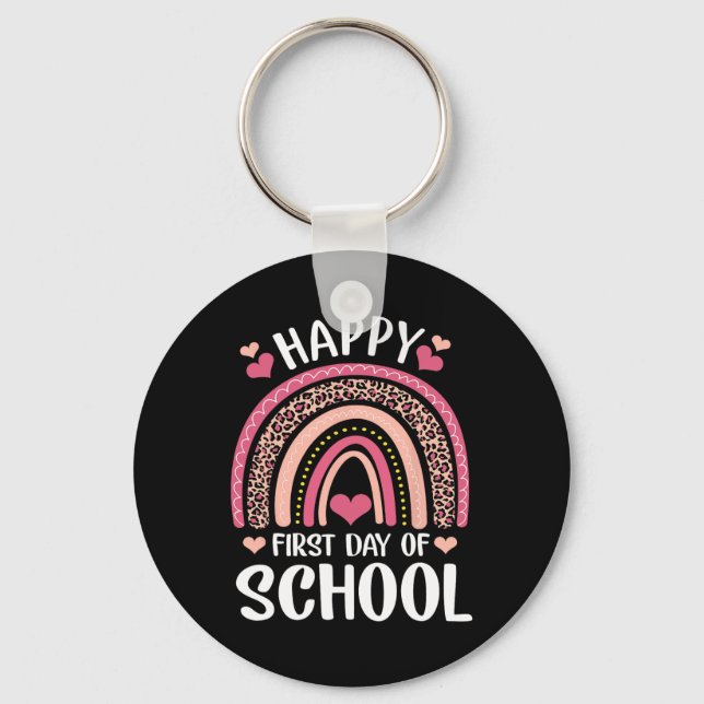 Leopard Rainbow - glücklicher erster Schullehrer Schlüsselanhänger (Vorderseite)