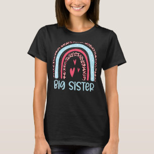 Leopard Rainbow Große Schwester Ankündigung Kinder T-Shirt