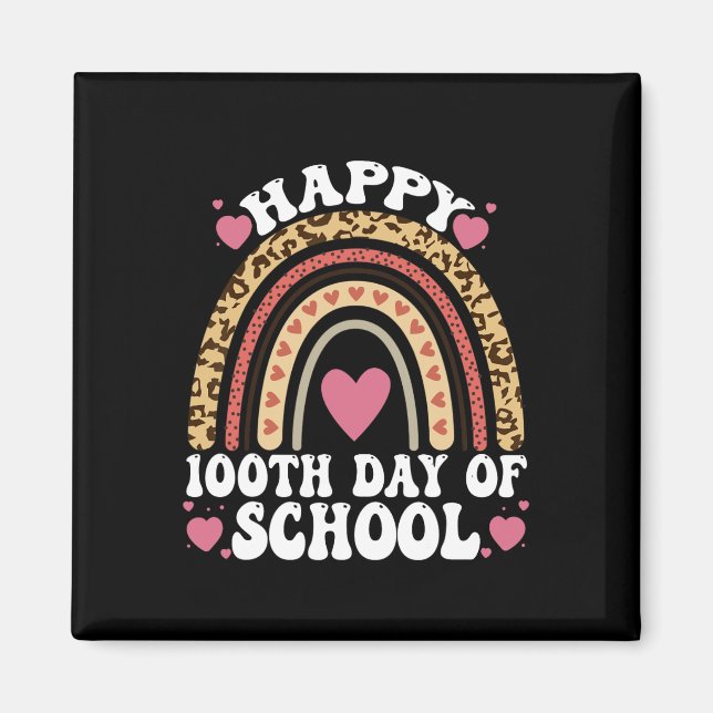 Leopard Rainbow Happy 100th Day School Niedlich 10 Magnet (Vorne)