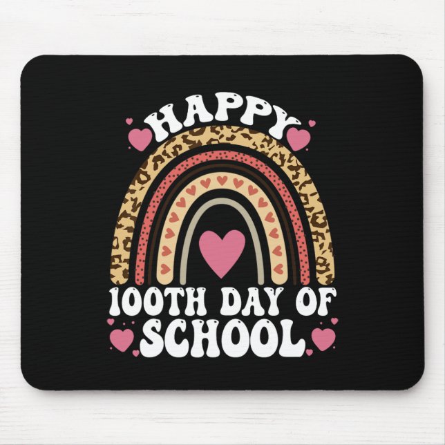 Leopard Rainbow Happy 100th Day School Niedlich 10 Mousepad (Vorne)