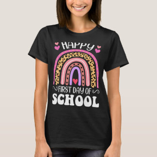 Leopard Rainbow - Happy First Day of School Lehrer T-Shirt