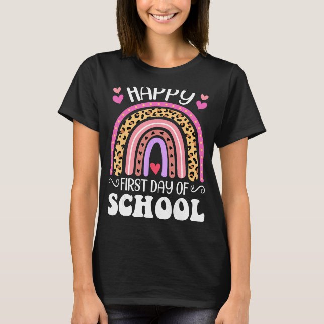 Leopard Rainbow - Happy First Day of School Lehrer T-Shirt (Vorderseite)