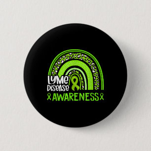 Leopard Rainbow Lime Green Ribbon Lyme Disease Awa Button