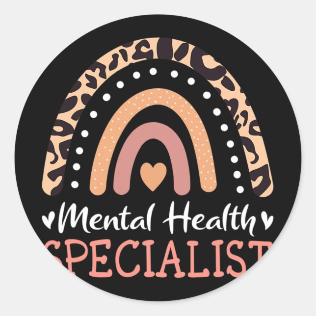 Leopard Rainbow Mental Health Specialist Runder Aufkleber (Vorderseite)