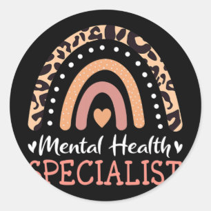 Leopard Rainbow Mental Health Specialist Runder Aufkleber