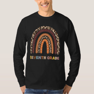 Leopard Rainbow Seventh Grade Student 7th Back To  T-Shirt