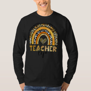 Leopard Rainbow Teacher Life Teacher Day T-Shirt