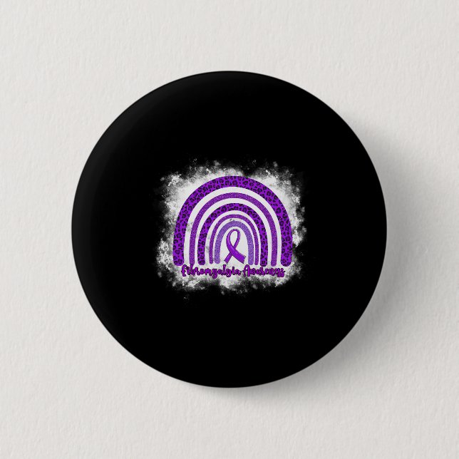 Leopard Rainbow Warrior Fibromyalgie Bewusstsein Button (Vorderseite)