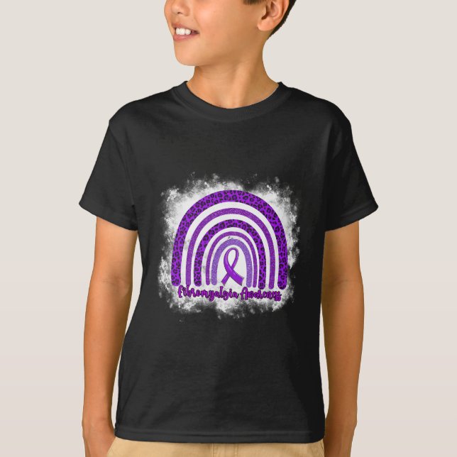 Leopard Rainbow Warrior Fibromyalgie Bewusstsein T-Shirt (Vorderseite)