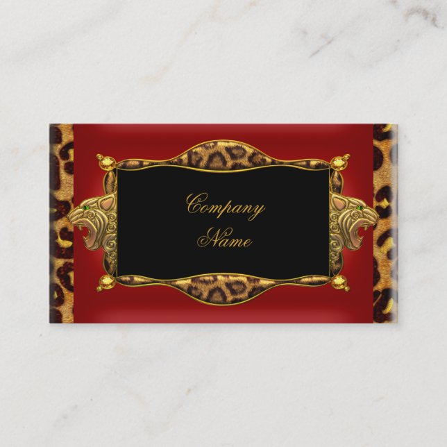 Leopard Red Black Gold Elegante Boutique 6 Visitenkarte (Vorderseite)