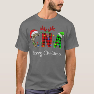 Leopard Red Kariert CNA Krankenpflege Weihnachtsma T-Shirt