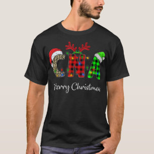 Leopard Red Kariert CNA Krankenpflege Weihnachtsma T-Shirt