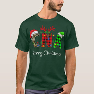 Leopard Red Kariert CNA Krankenpflege Weihnachtsma T-Shirt