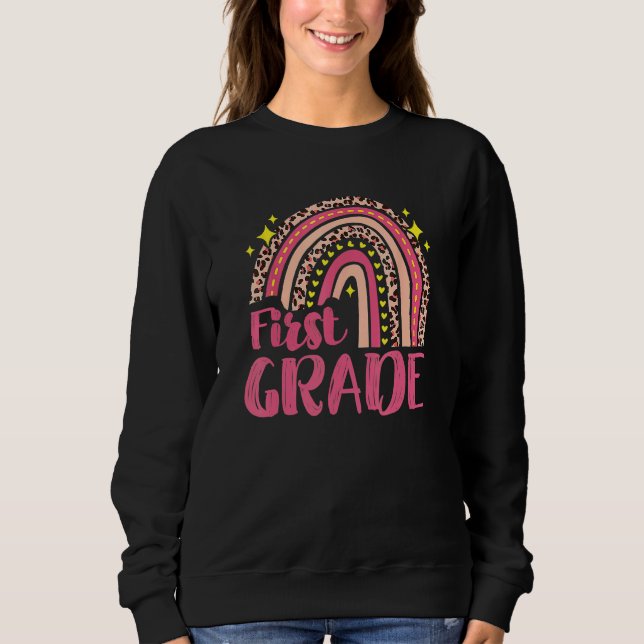 Leopard Regenbogen Erste Klasse Lehrer Team 1. Rüc Sweatshirt (Vorderseite)