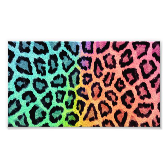 Leopard Regenbogen Hintergrund Fotodruck (Vorne)