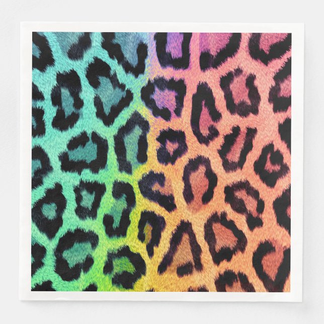 leopard regenbogen hintergrund serviette (Vorderseite)