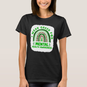 Leopard Regenbogen I trage Green for Mental Health T-Shirt