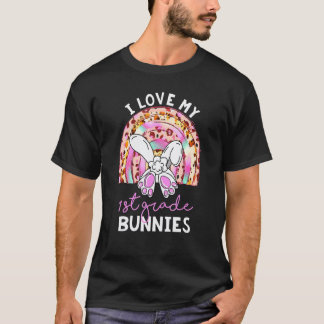 Leopard Regenbogen Ich liebe meine Bunnies-Lehreri T-Shirt