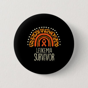 Leopard Regenbogen Orange Ribbon Survivor Leukämie Button