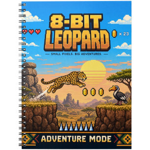 Leopard, Retro-8-Bit-Pixel-Art Notizblock